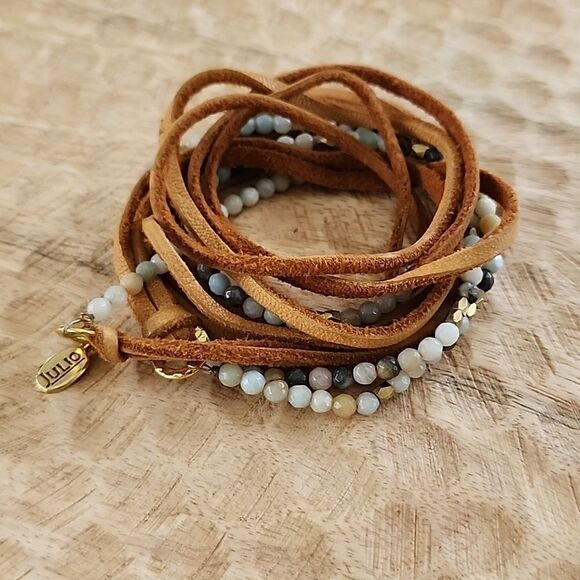 Julio Designs Necklace~Bracelet Wrap with Suede and Stones Euro Summer - Picture 3 of 13